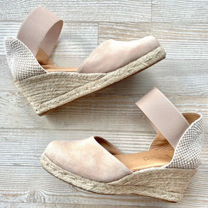 Paseart Suede Closed Toe Espadrille Wedge‎ | Pink Size 38